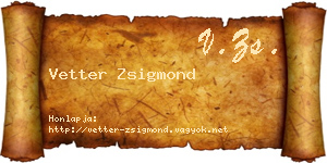 Vetter Zsigmond névjegykártya